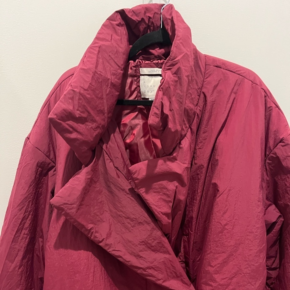 Oversized burgundy coat worn once - no tag XXL excellent condition